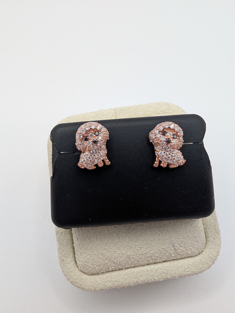 Moissanite Dog Stud Earrings Rose Gold 925 Sterling Silver 0.75 CTW